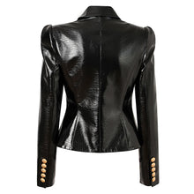 Load image into Gallery viewer, Shiny Leather Gold Button Jacket-Modern Baby Las Vegas
