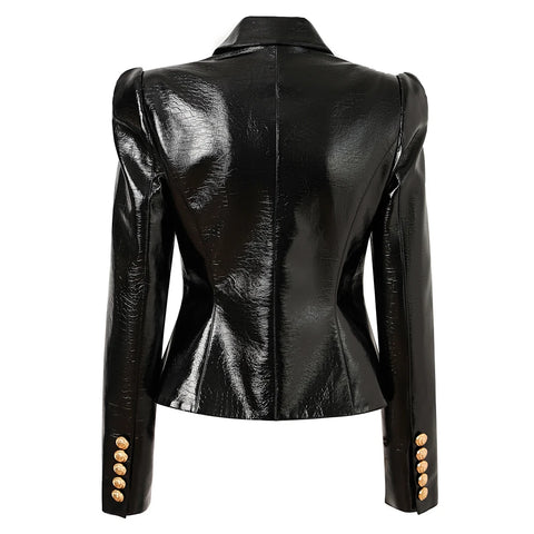 Shiny Leather Gold Button Jacket-Modern Baby Las Vegas