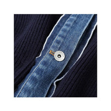 Load image into Gallery viewer, Solid Knit Patch Denim Cardigan
