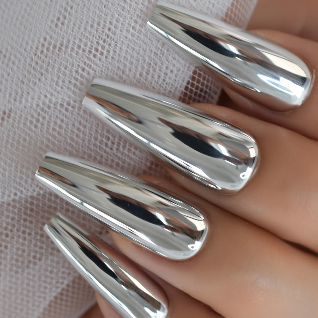 Metallic Coffin Press-On Nails