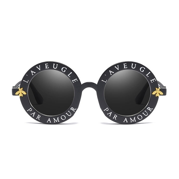 Retro Black Round Letter Sunglasses - Modern Baby Las Vegas 