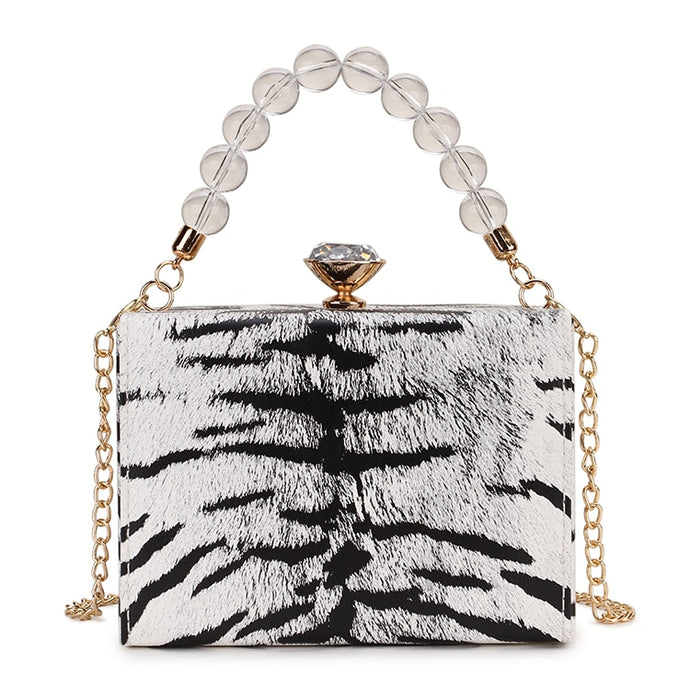 zebra print leather box handbag- modern baby las vegas