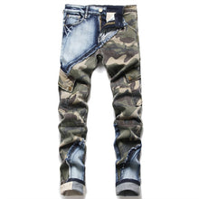 Load image into Gallery viewer, camo patch denim jeans
