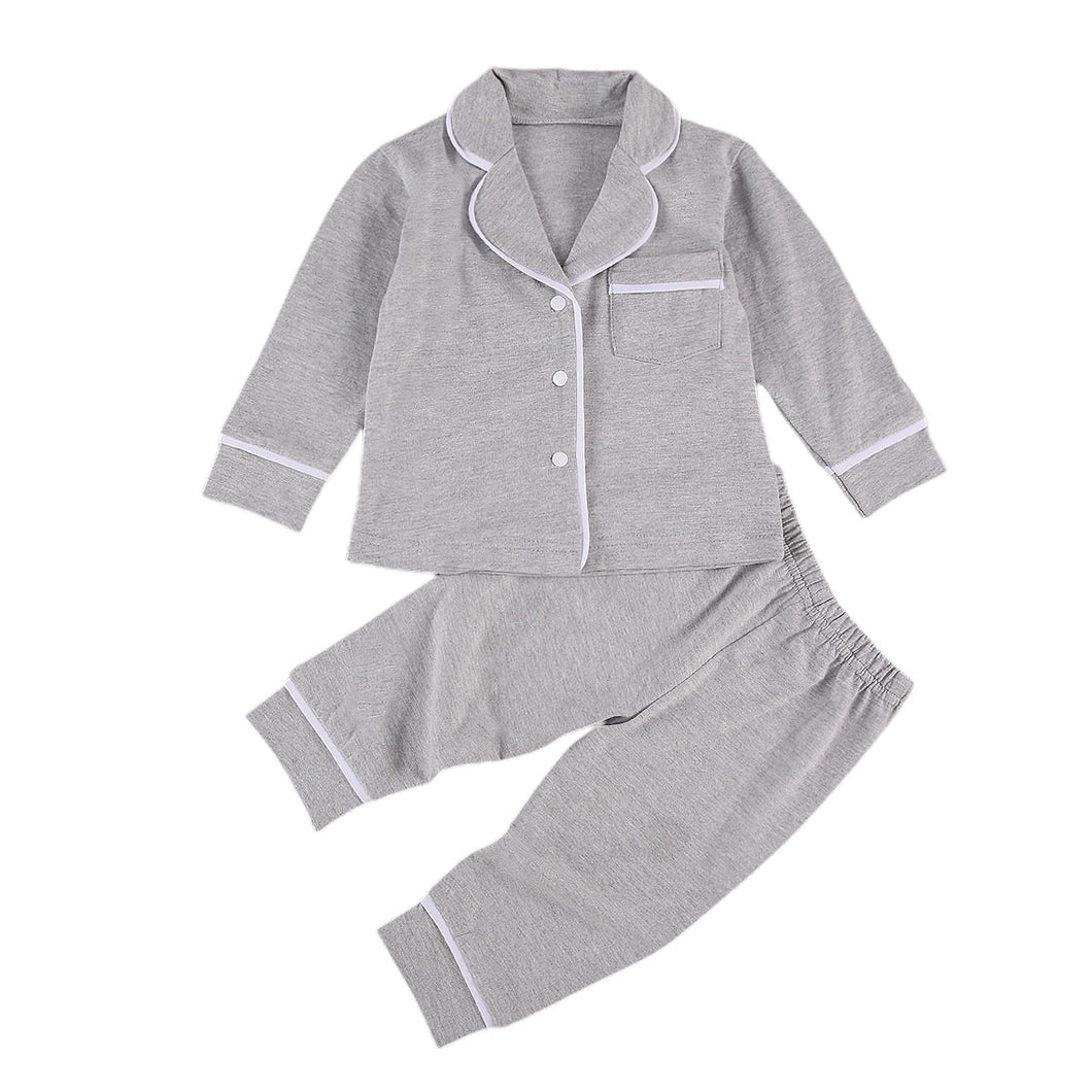 solid lined pajamas set