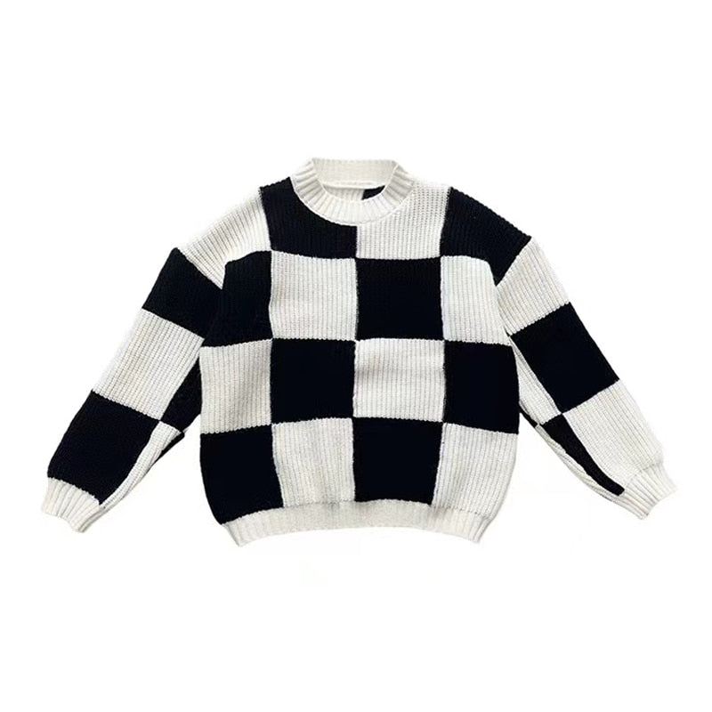 Plaid Knitted  Checkered Sweater