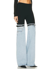 Load image into Gallery viewer, Patch Leather Buckle Denim Pants
