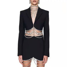 Load image into Gallery viewer, Black Drip Blazer Dress Set
