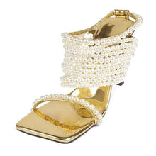 Load image into Gallery viewer, Gold Square Drip Pearl Shoes
