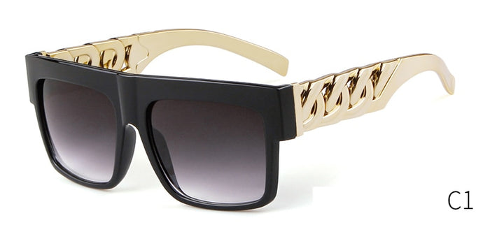 Square Black Gold Link Sunglasses - Modern Baby Las Vegas 