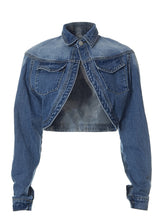 Load image into Gallery viewer, cropped denim jacket- modern abby las vegas
