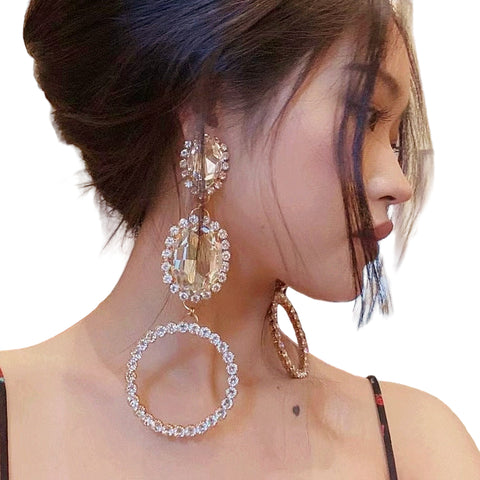 Crystal Big Drop Dangle Earrings-Modern Baby Las Vegas