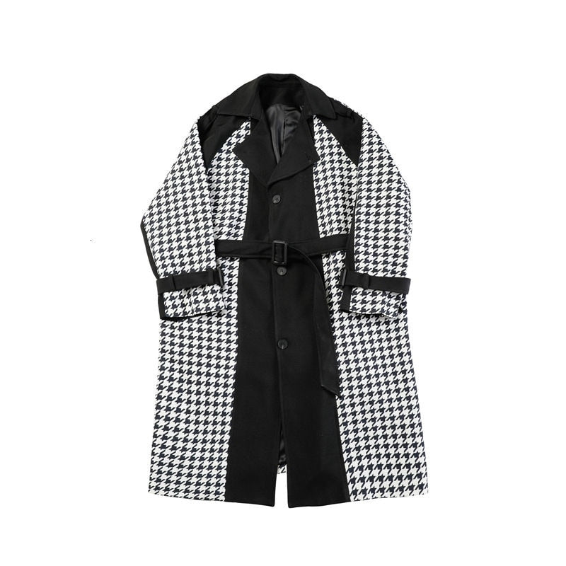 Houndstooth Patch Trench Coat