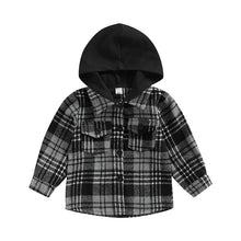 Load image into Gallery viewer, baby boy plaid hooded top

