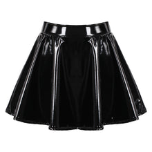 Load image into Gallery viewer, glossy patent leather flared mini skirt
