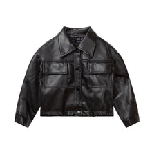 Load image into Gallery viewer, black leather pocket jacket- modern baby las vegas
