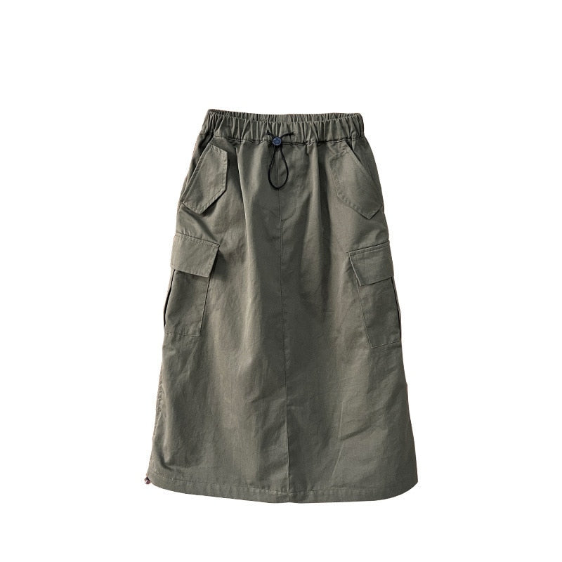 Green Ruched  Pocket Skirt