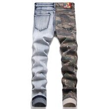 Load image into Gallery viewer, Ripped Camo Patch Denim Jeans
