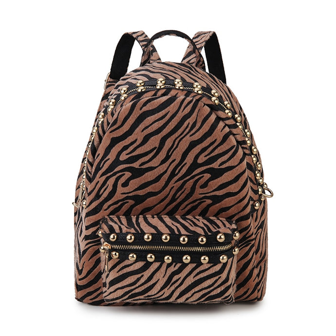 zebra print studded backpack -modern abby las vegas