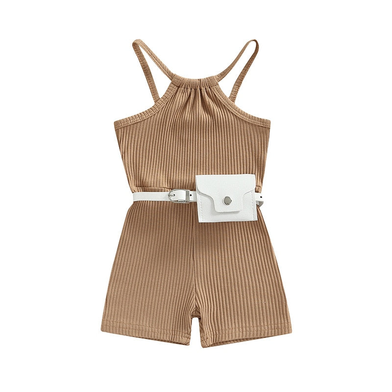 Solid Jumpsuit + Belt Bag Set