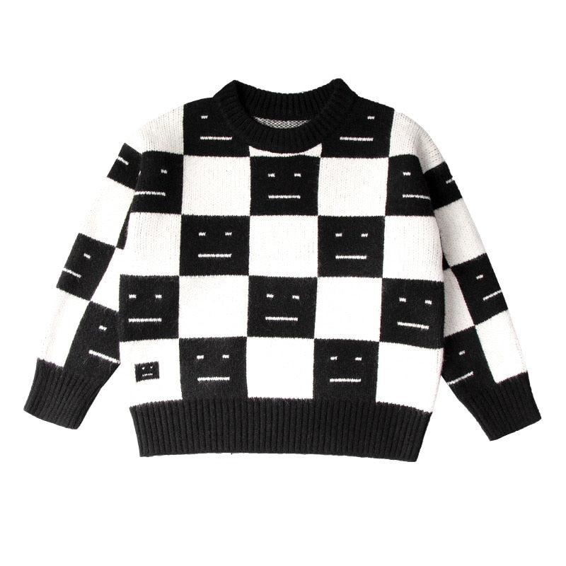 Face Checkered Sweater