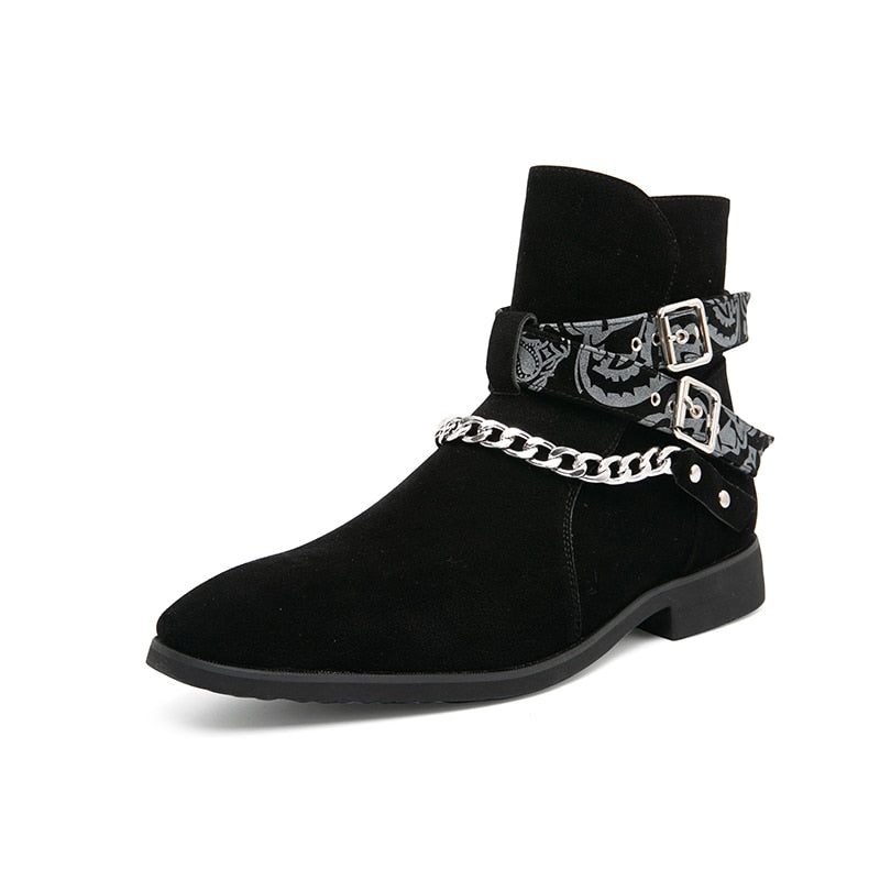 Buckle + Chain Strap Boots