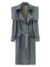 Load image into Gallery viewer, Belted Button Denim Jacket | Modern Baby Las Vegas
