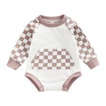 Load image into Gallery viewer, mauve checker pocket romper- modern abby las vegas
