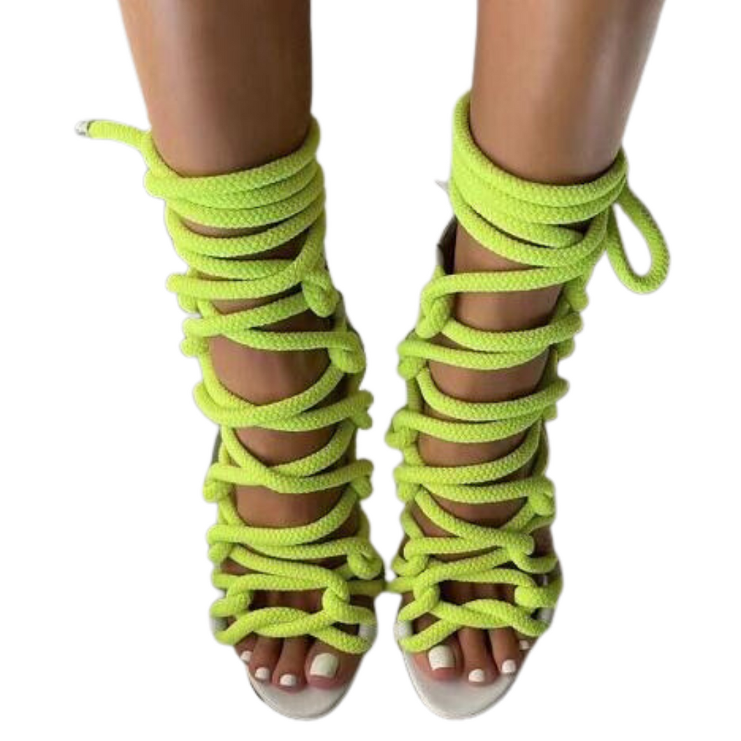 Solid Lace Up Sandals