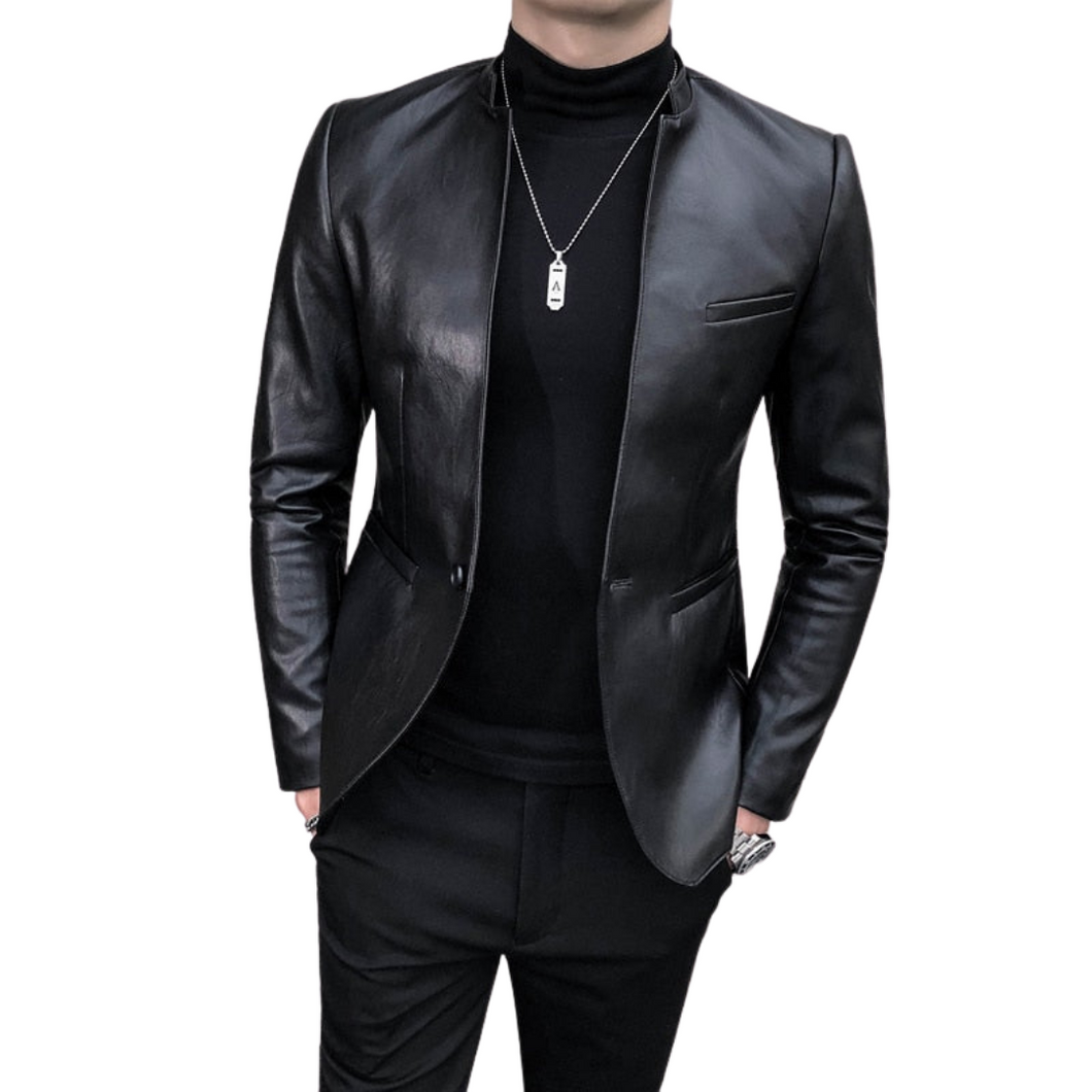 Casual Slim Leather Jacket - Modern Baby Las Vegas 