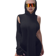 Load image into Gallery viewer, One Sleeve Ribbed Hoodie Knit Midi Dress - Modern Baby Las Vegas 
