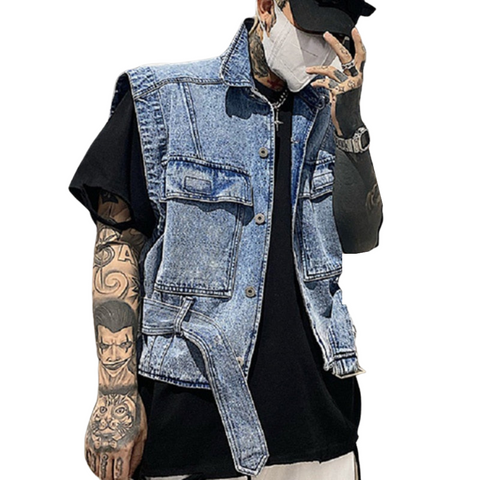 Cargo Pocket Denim Vest-Modern Baby Las Vegas