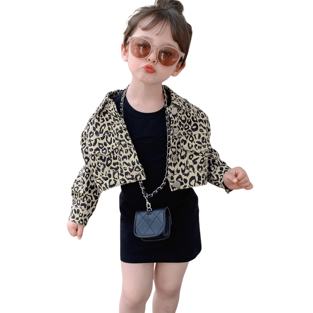 Leopard Jacket + Black Dress Set - Modern Baby Las Vegas 