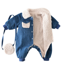 Load image into Gallery viewer, Denim Teddy Patch Romper

