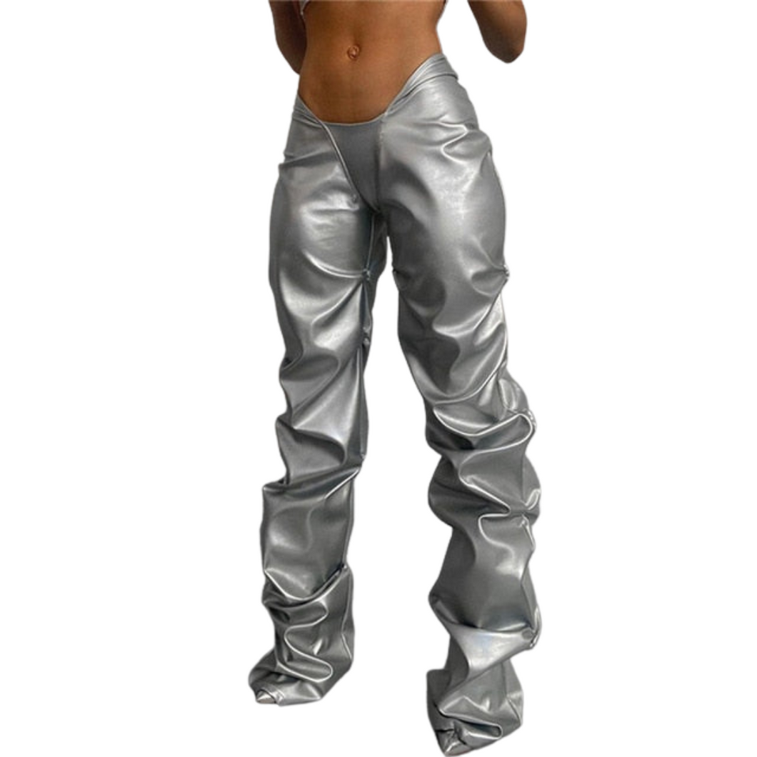 Metallic Leather Y2K Pants - Modern Baby Las Vegas 