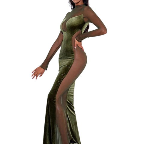 Velvet Mesh Patch Dress-Modern Baby Las Vegas