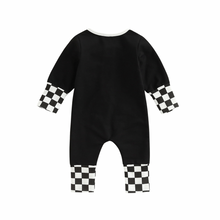 Load image into Gallery viewer, Checker Patch Zipper Romper
