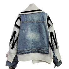 Load image into Gallery viewer, Black + White Denim Patch Jacket

