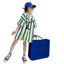 Load image into Gallery viewer, Green Striped Shirt Dress - Modern Baby Las Vegas 

