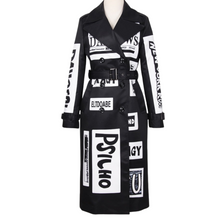 Load image into Gallery viewer, Black + White Letter Trench Jacket | Modern Baby Las Vegas
