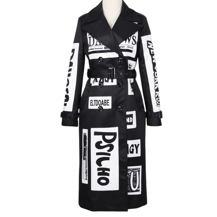 Black + White Letter Trench Jacket | Modern Baby Las Vegas