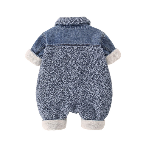 Patch Teddy Denim Romper-Modern Baby Las Vegas