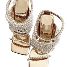 Load image into Gallery viewer, Gold Square Drip Pearl Shoes
