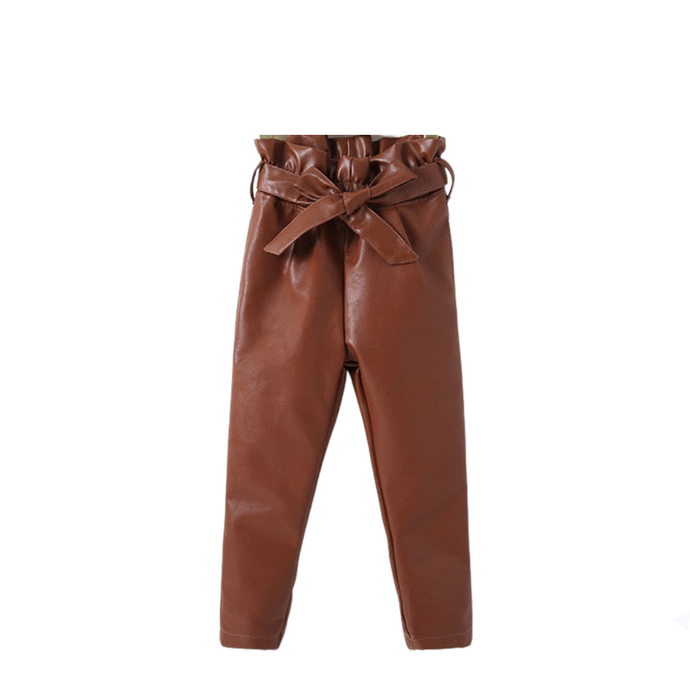 Leather Bow Knot Pants