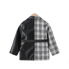 Load image into Gallery viewer, Leather + Plaid Patch Blazer Jacket - Modern Baby Las Vegas 
