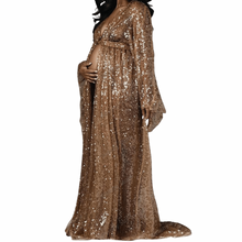 Load image into Gallery viewer, Gold Sequin Maternity Dress
