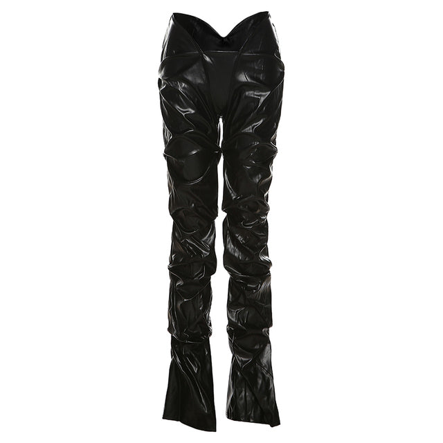 Leather Irregular Shape Trousers - Modern Baby Las Vegas 