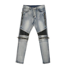 Load image into Gallery viewer, leather patch denim jeans- modern baby las vegas
