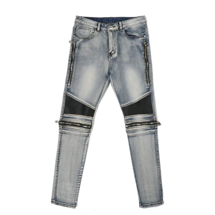 leather patch denim jeans- modern baby las vegas
